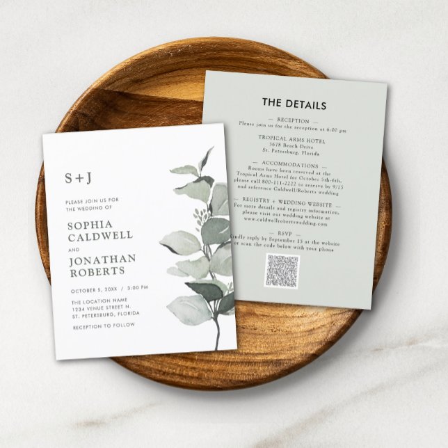 Lámina Invitación de Boda de Eucalipto Todo en Uno Presup (Subido por el creador)