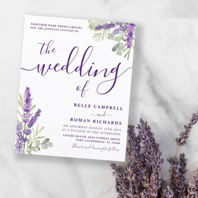 Lámina Invitación de boda de eucalipto y lavanda económic (Subido por el creador)