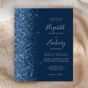 Lámina Invitación de boda de falso brillo azul oscuro eco
