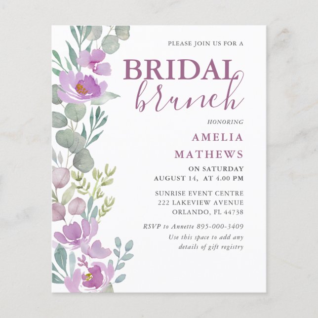 Lámina Invitación de boda de flores de eucalipto rosa Pre (Anverso)