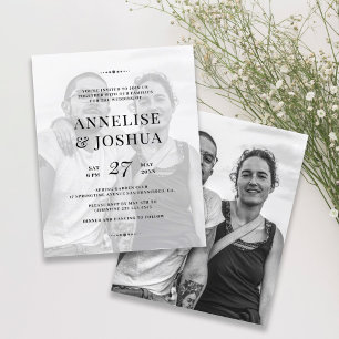 Lámina Invitación de boda de foto en blanco y negro moder