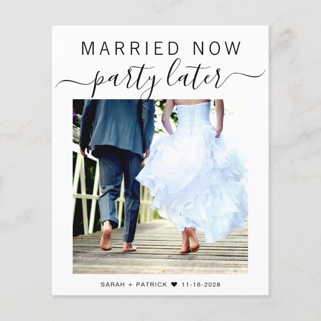Lámina Invitación de Boda de fotografía de Elopement Budg (Anverso)