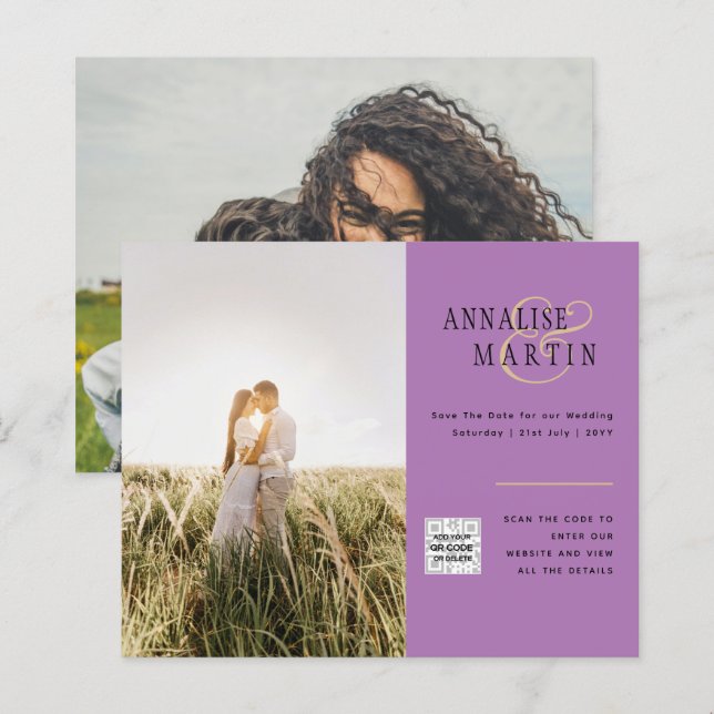 Lámina INVITACIÓN DE BODA DE FOTOS PRESUPUESTARIAS Berry  (Anverso / Reverso)