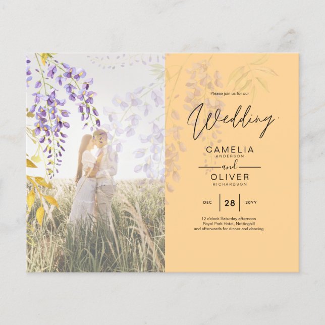 Lámina INVITACIÓN DE BODA DE FOTOS Wisteria PRESUPUESTO F (Anverso)