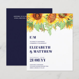 Lámina Invitación de Boda de Girasoles Azules Marinos de 