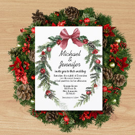 Lámina invitación de boda de greenery de navidad en acuar
