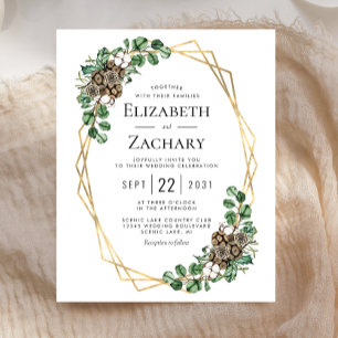 Lámina Invitación de boda de invierno con acuarela de veg