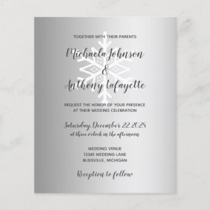 Lámina Invitación de boda de invierno con copo de nieve p