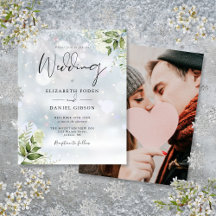 Invitación de boda de invierno con foto de vegetac