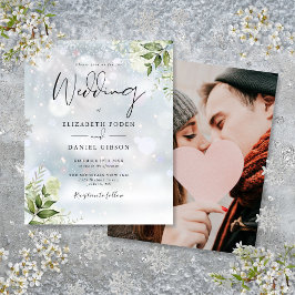 Lámina Invitación de boda de invierno con foto de vegetac