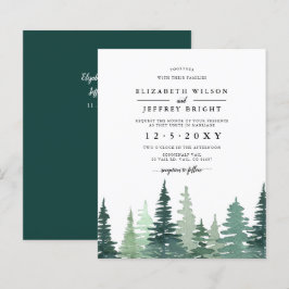 Lámina Invitación de boda de invierno en bosque de pinos