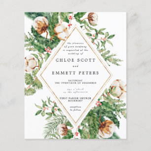 Lámina Invitación de boda de invierno Holly Pine con pres