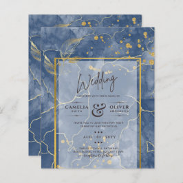 Lámina INVITACIÓN DE Boda de la Marina Azul de Oro