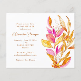 Lámina Invitación de boda de lluvia de flores rosadas y a