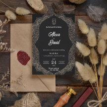 invitación de boda de lujo en blanco negro