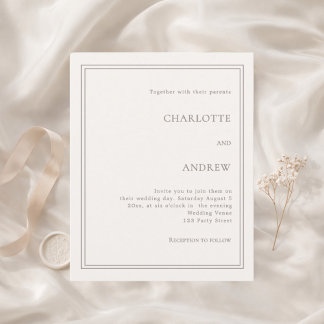 Lámina Invitación de boda de lujo simple marfil taupe