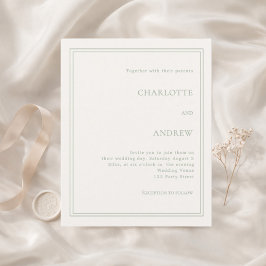 Lámina Invitación de boda de lujo simple verde marfil
