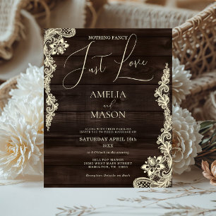 Lámina Invitación de boda de madera rústica económica tod
