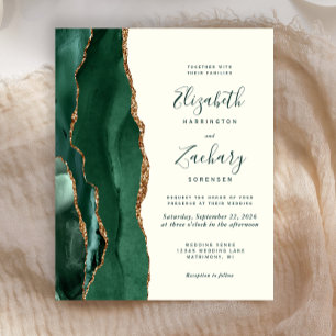 Lámina Invitación de Boda de Marfil con Ágata Verde Esmer