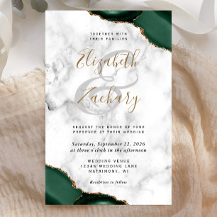Lámina Invitación de boda de mármol con esquinas de ágata