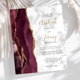 Lámina Invitación de boda de mármol de ágata dorada de Bo