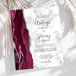 Lámina Invitación de Boda de Mármol de Ágata Plateada de 