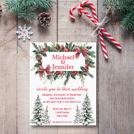 Lámina invitación de boda de Navidad con guirnaldas de gu