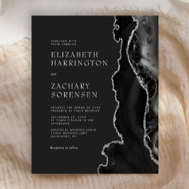 Lámina Invitación de boda de ónix negro plateado económic