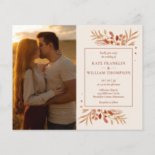 Lámina Invitación de boda de otoño con foto todo en uno p