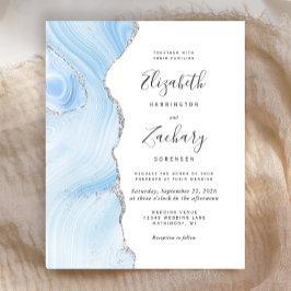 Lámina Invitación de boda de plata azul bebé Presupuesto