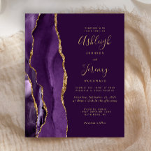 Invitación de boda de presupuesto ágata púrpura pr
