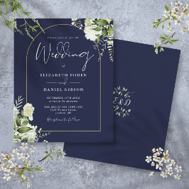Lámina Invitación de boda de presupuesto arco floral azul