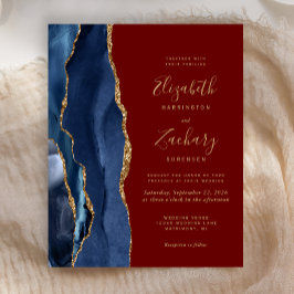 Lámina Invitación de boda de presupuesto azul marino ágat