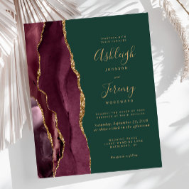 Lámina Invitación de boda de presupuesto Borgoña Oro Ágat