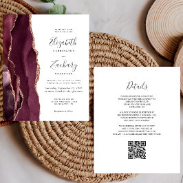 Lámina Invitación de boda de Presupuesto Borgoña Rosa Dor