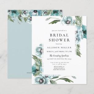 Lámina Invitación de boda de presupuesto floral azul polv