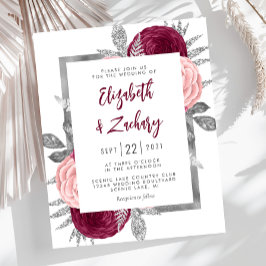 Lámina Invitación de boda de Presupuesto Floral Burgundy 