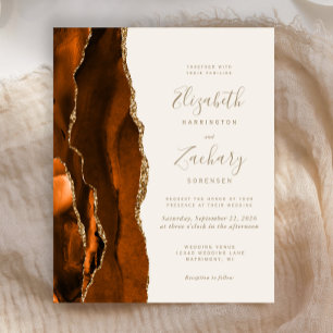Lámina Invitación de boda de presupuesto naranja quemada