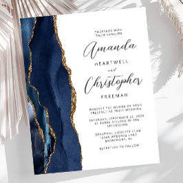 Lámina Invitación de boda de presupuesto Navy Blue Gold A