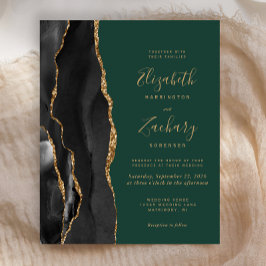 Lámina Invitación de boda de presupuesto negro ágata verd
