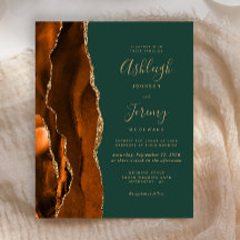 Invitación de boda de Presupuesto Óxido Verde Oscu