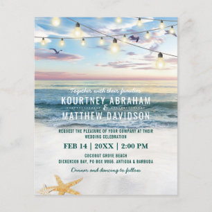 Lámina Invitación de boda de presupuesto para la playa co