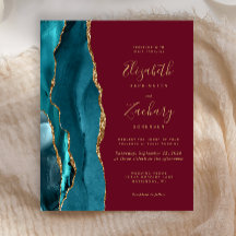 Invitación de boda de Presupuesto Verde Teal Ágata