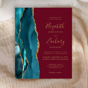 Lámina Invitación de boda de Presupuesto Verde Teal Ágata