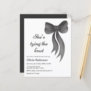Lámina Invitación de boda de regalo con lazo negro económ