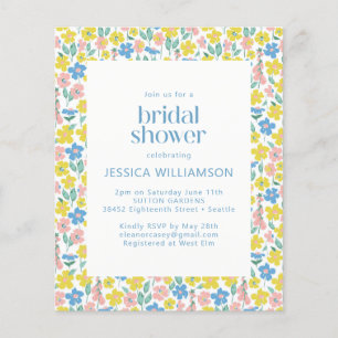 Lámina Invitación de boda de shower floral ditsy amarillo