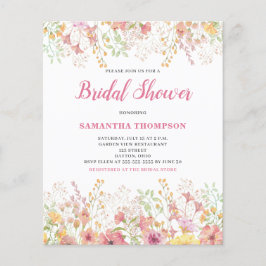 Lámina Invitación de boda de shower floral rosa Presupues