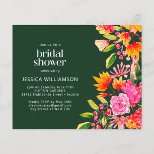 Lámina Invitación de boda de shower floral verde rosa pre