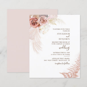 Lámina Invitación de boda de terracota chic con hierba de