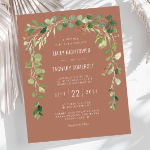 Lámina Invitación de boda de terracota con arco de eucali